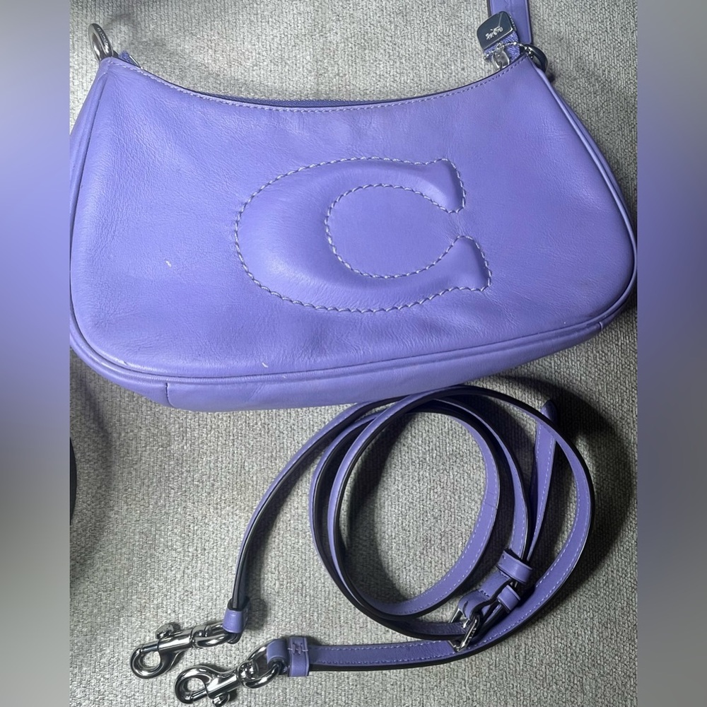 Coach Teri Shoulder Bag Light Violet Leather Crossbody - Picture 5 of 10
